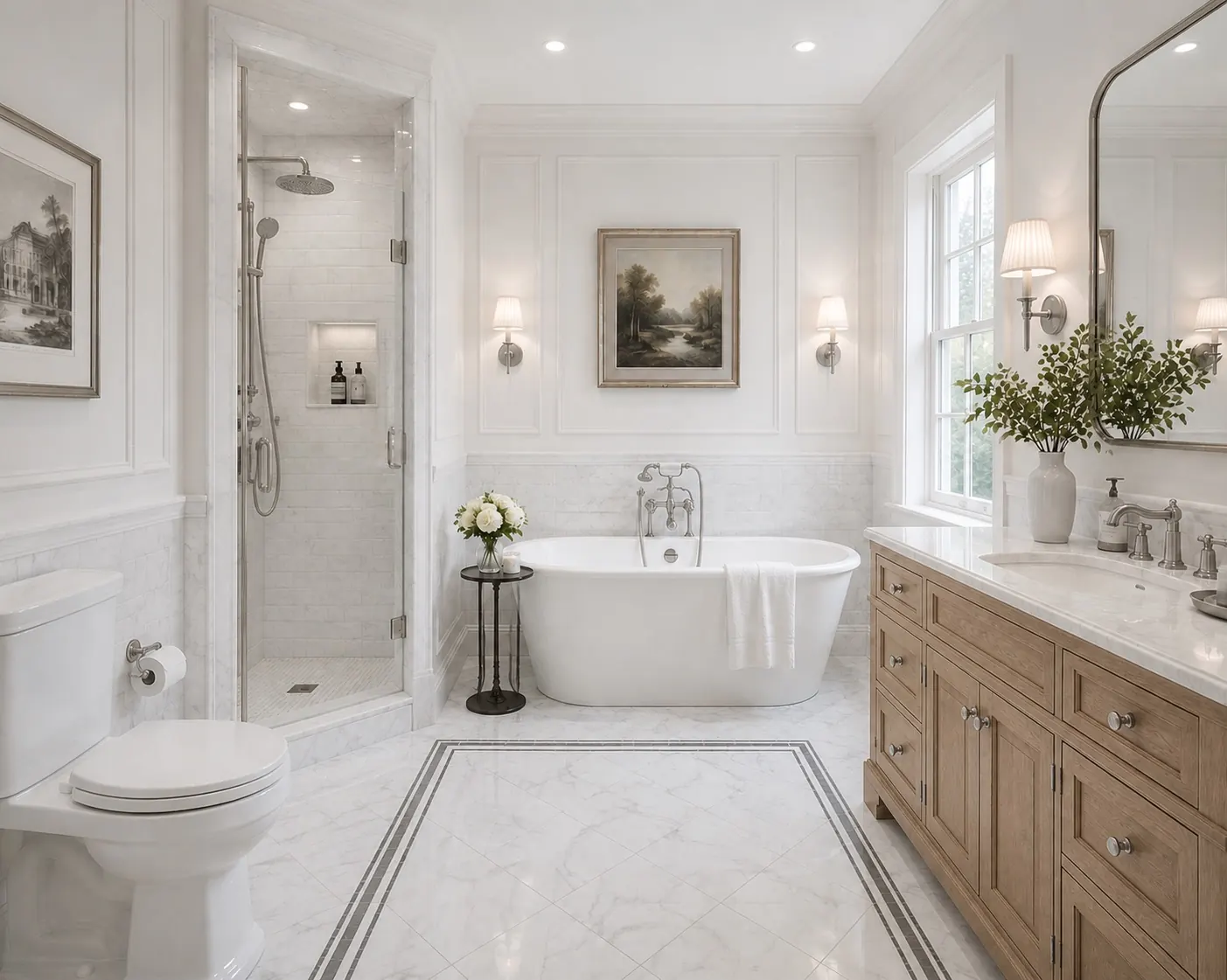 AI-generated timeless classic bathroom concept